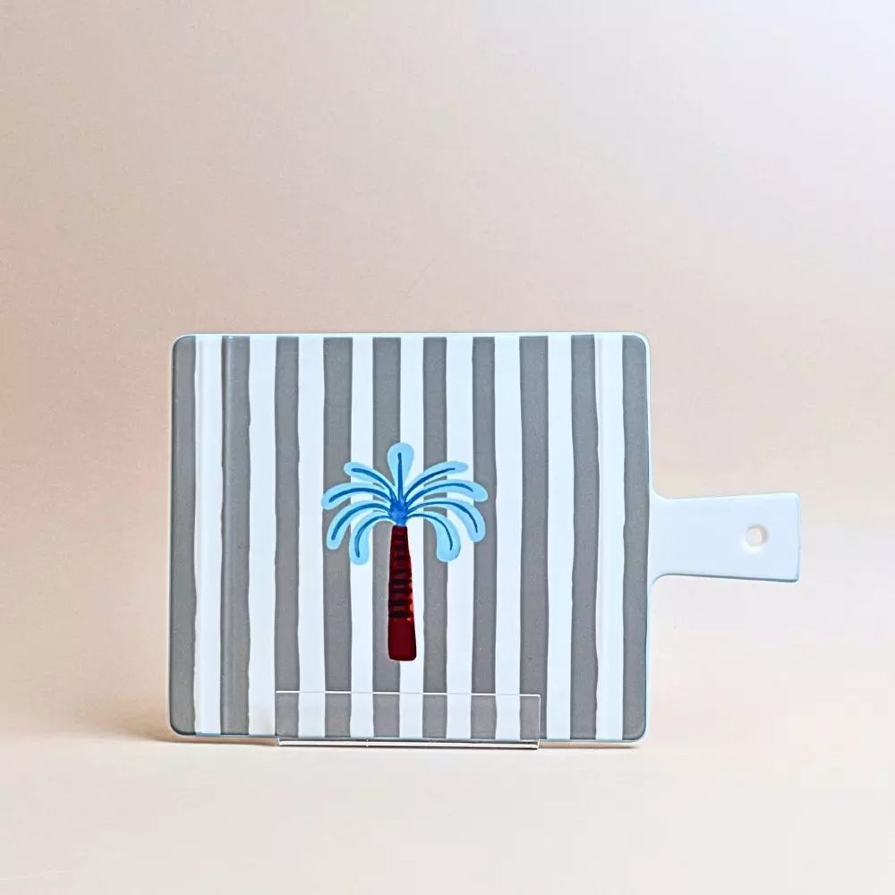 لوح تقديم الجبن مخطط – قطعة واحدة -  رمادي