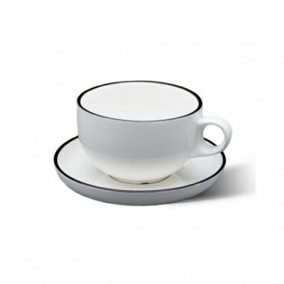 كوب شاي بالصحن بورسلين - اوف وايت
