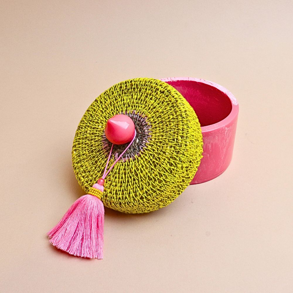 Handmade Tin Box with cover  -  pink