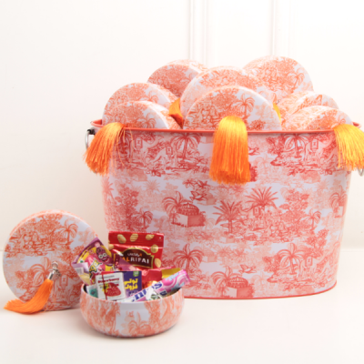 سلة قرقيعان بتصميم الجزيرة - برتقالي