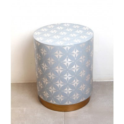 طاولة خشبية مطعمة  بالصدف - أبيض وأسود