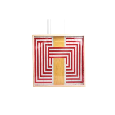 صينية خشبية مطعمة بالأكريليك - أحمر و ذهبي