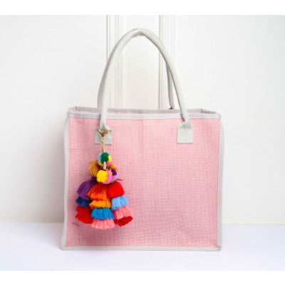 Jute Bag Pink with tassel