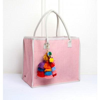 Jute Bag Pink with tassel