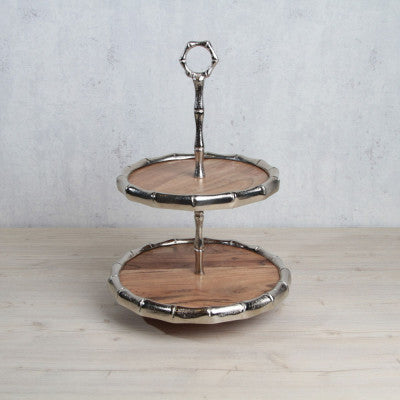 ستاند الكيك بطبقتين-  فضي