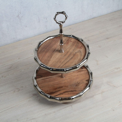 ستاند الكيك بطبقتين-  فضي