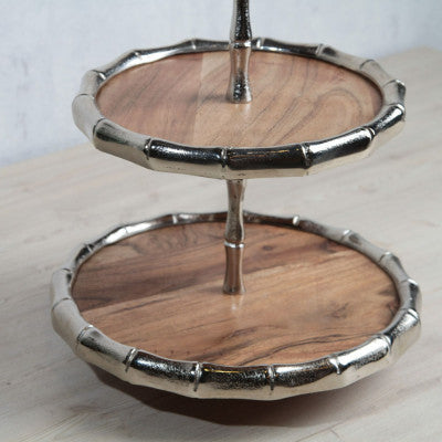 ستاند الكيك بطبقتين-  فضي