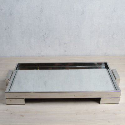 صينية تقديم بمرآة من الستانلس ستيل