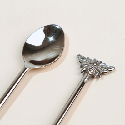 طقم ملاعق شاي نحل 6 قطع باللون الفضي اللامع