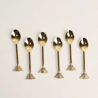 طقم ملاعق شاي نحل 6 قطع باللون الذهبي اللامع