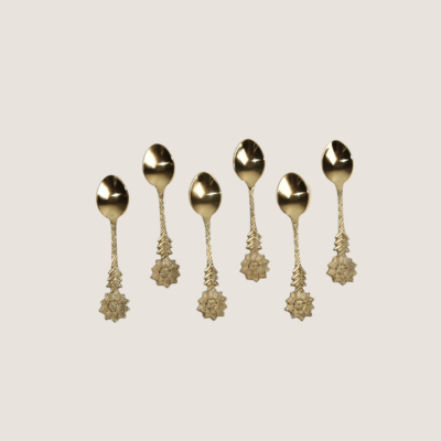 طقم ملاعق شاي جاردن 6 قطع باللون الذهبي اللامع