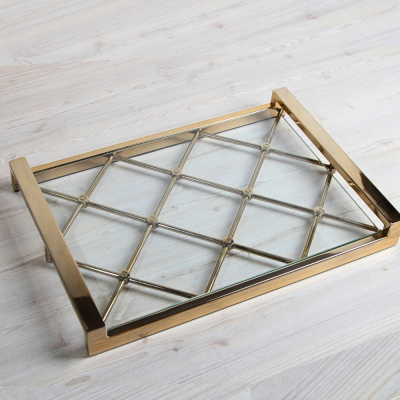 صينية تقديم من الستانلس ستيل و الزجاج