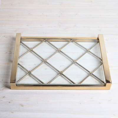 صينية تقديم من الستانلس ستيل و الزجاج