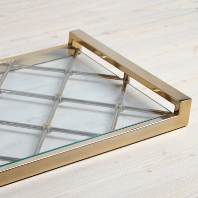 صينية تقديم من الستانلس ستيل و الزجاج