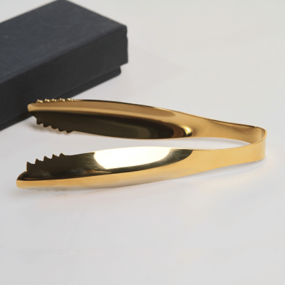 ملقط طعام فاخر من الستانلس ستيل باللون الذهبي اللامع