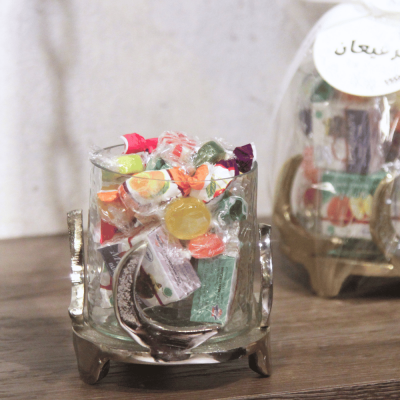 قرقيعان - حامل شموع على شكل هلال باللون الفضي - وسط