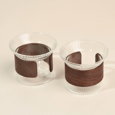 طقم فناجين قهوة عربية مع حزام خشبي