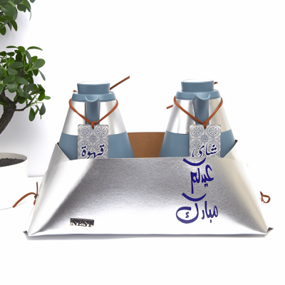 طقم من المطارات ازرق مع سلة جلد