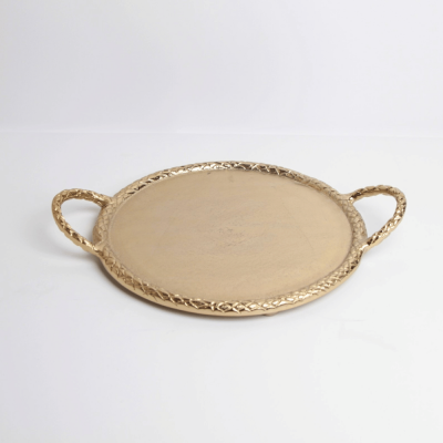 صينية تقديم من الالومنيوم باللون الذهبي