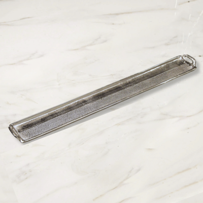 صينية الومنيوم طويلة باللون الفضي