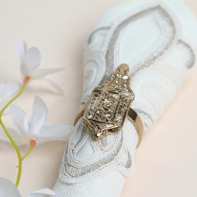 حلقات مناديل ذهبية على شكل فانوس - 4 قطع