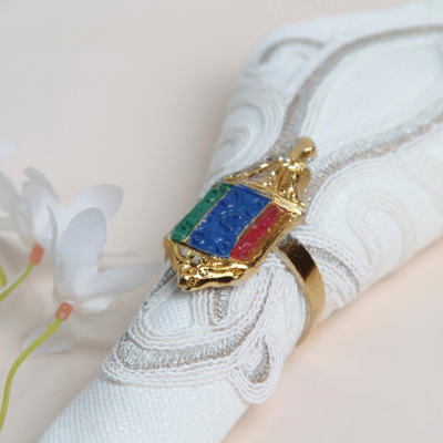 حلقات مناديل ملونة ذهبية على شكل فانوس - 4 قطع