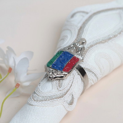 حلقات مناديل ملونة فضية على شكل فانوس - 4 قطع