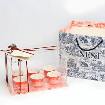 طقم فناجين قهوة عربية مع بوكس اكريليك - برتقالي