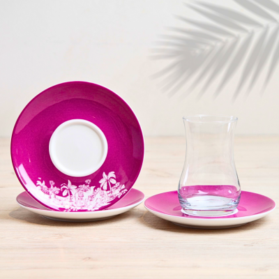 طقم استكانات شاي عدد 6 قطع - بنفسجي