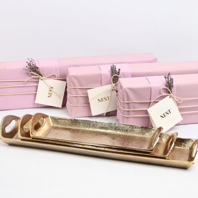 طقم 3 صواني الومنيوم - ذهبي