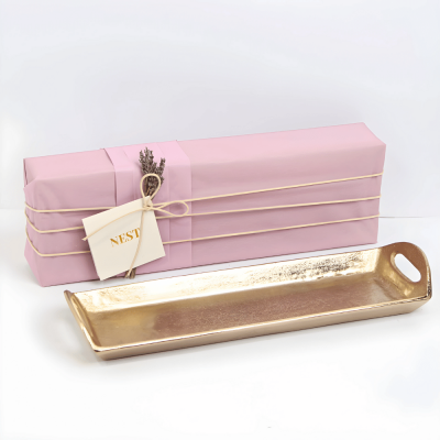 صينية  تقديم من الالمنيوم  باللون الذهبي - وسط