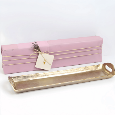 صينية  تقديم من الالمنيوم  باللون الذهبي - كبير