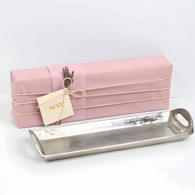 صينية  تقديم من الالمنيوم  باللون الفضي -  وسط