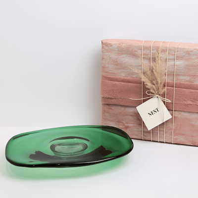 صحن تقديم زجاجي - أخضر