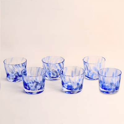 طقم أكواب حلوى زجاجية -  أزرق