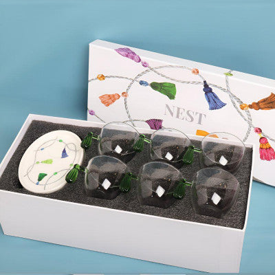 طقم فناجين تركي بتصميم كراكش - أخضر