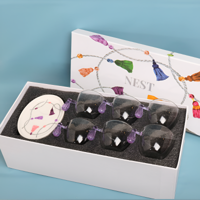 طقم فناجين تركي بتصميم كراكش - بنفسجي