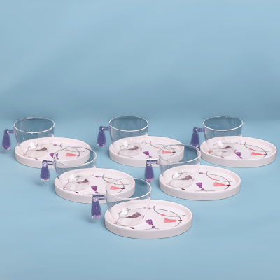 طقم فناجين تركي بتصميم كراكش - بنفسجي