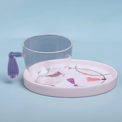 طقم فناجين تركي بتصميم كراكش - بنفسجي