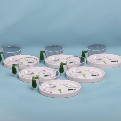 طقم فناجين تركي بتصميم كراكش - أخضر