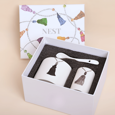 سكرية مع حامل لملاعق الشاي - رمادي/أسود