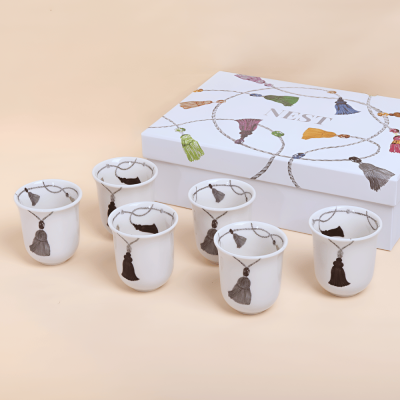 Set of Tall Finjan with tassel design - grey