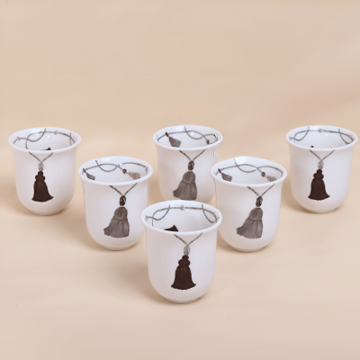 Set of Tall Finjan with tassel design - grey