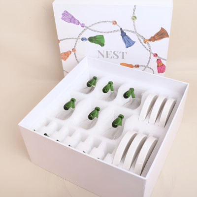 طقم استكانات مع ملاعق شاي بتصميم كراكش - أخضر