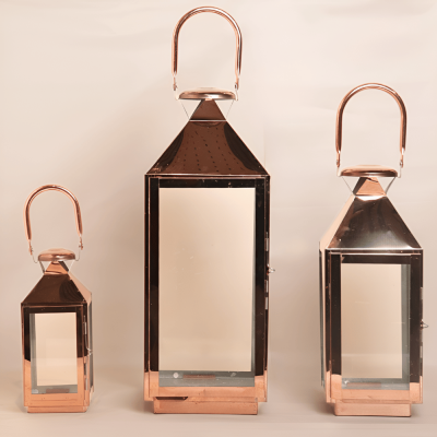 طقم فوانيس  روز جولد -  3 حبات