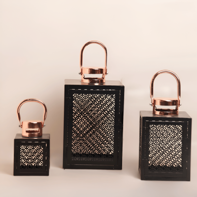 طقم فوانيس باللون الاسود - 3 حبات