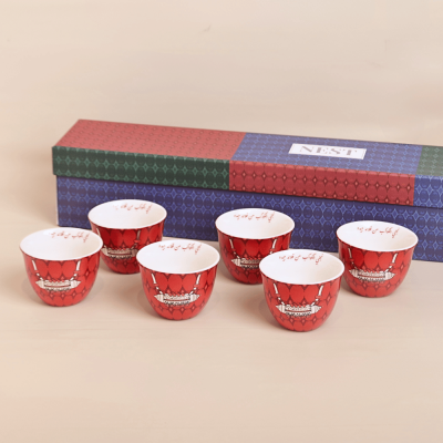 فنجان بتصميم الحُلِي، أحمر - 6 قطع