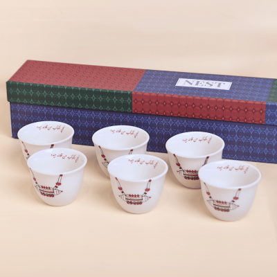 فنجان بتصميم الحُلِي السادة، أحمر - 6 قطع