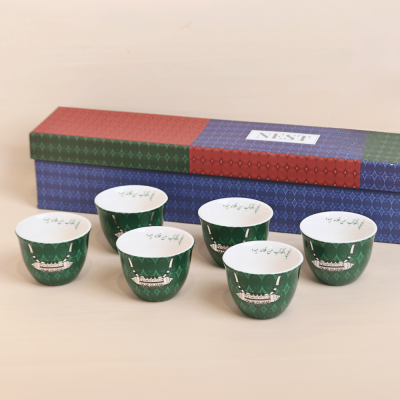 فنجان بتصميم الحُلِي، أزرق - 6 قطع