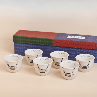 فنجان بتصميم الحُلِي السادة، أخضر - 6 قطع